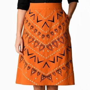 Graphic Embellished cotton knit A-line skirt.
